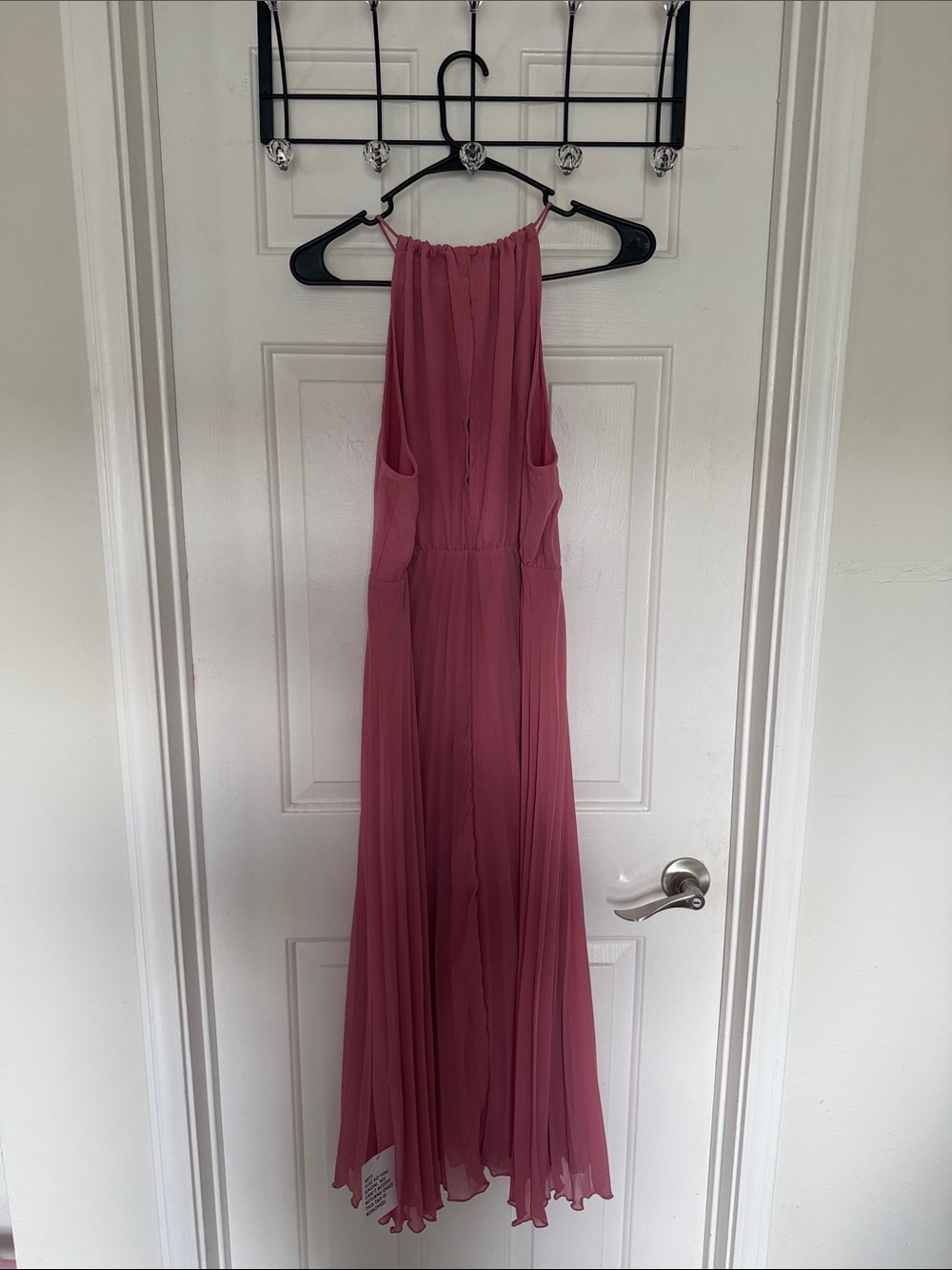 ASOS DESIGN - Rosa plisserad chiffon halter neck pleated dress rose pink Sz 12 - Picture 7 of 10